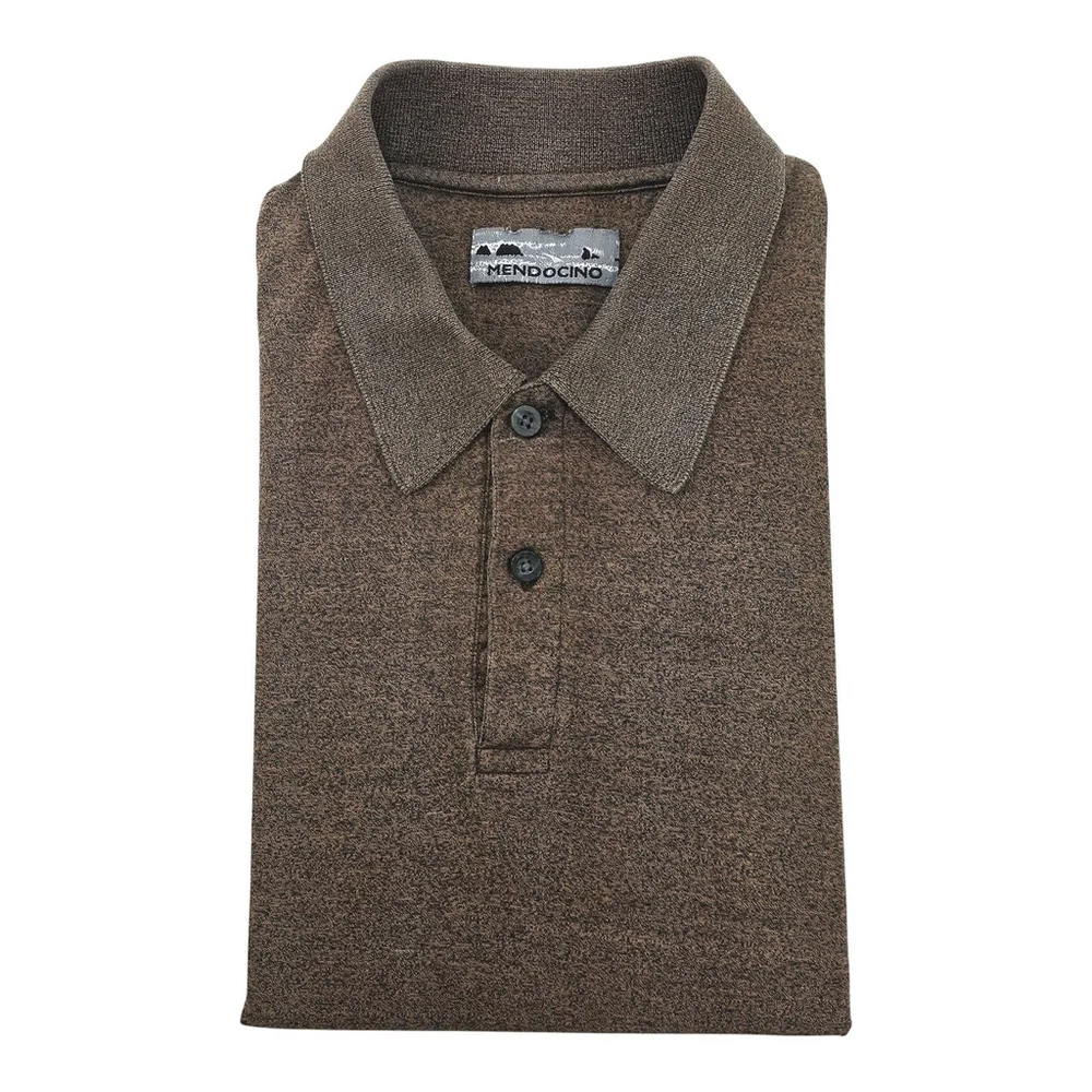 Quiet Luxury Mendocino Polo Shirt Men Brown Heather Short Sleeve - Picture 5 of 9